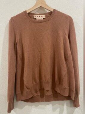 Marni Brown Sweater 100% Cashmere Crewneck Size 40